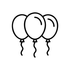 Three balloons in a simple line art style representing new year celebration  