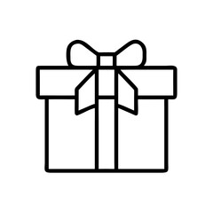 Gift box with ribbon in minimalist outline design for new year celebration  