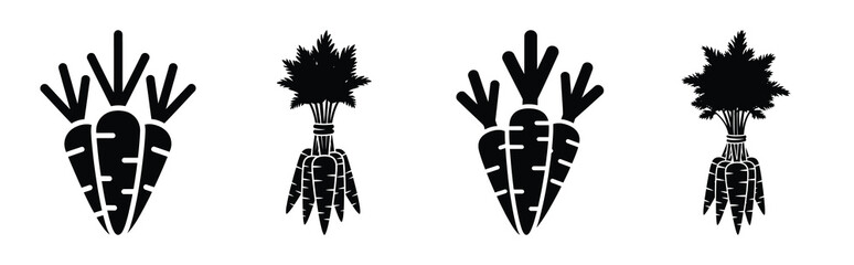 carrot bunch Easter silhouette art, black color and white background