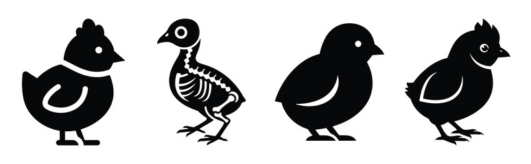 chick frame Easter silhouette art, black color and white background