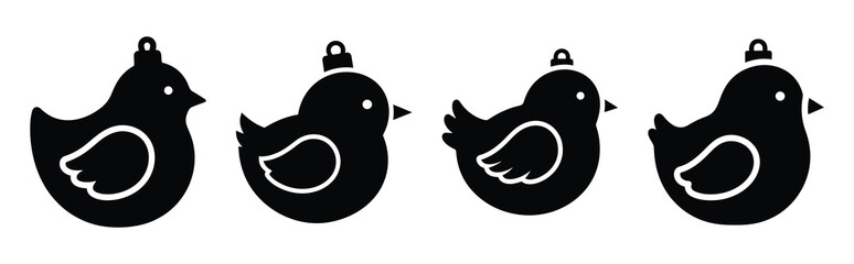 chick ornament Easter silhouette art, black color and white background