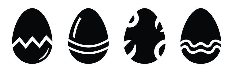 egg Easter silhouette art, black color and white background