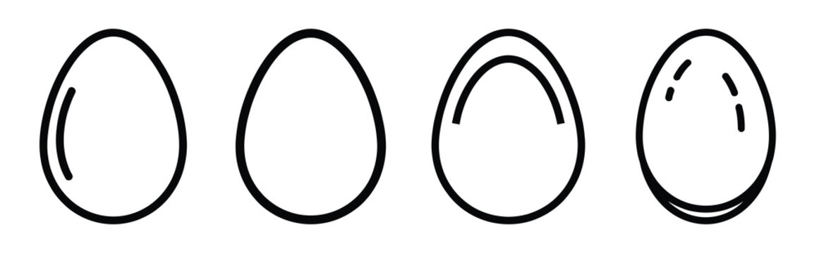 egg outline Easter silhouette art, black color and white background