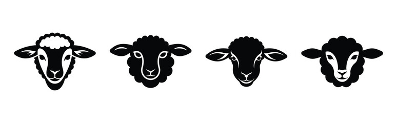 lamb face Easter silhouette art, black color and white background © SreeBinodiny