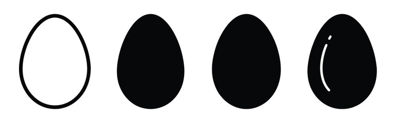 painted egg Easter silhouette art, black color and white background