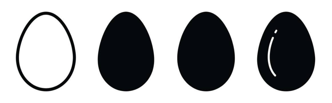 painted egg Easter silhouette art, black color and white background