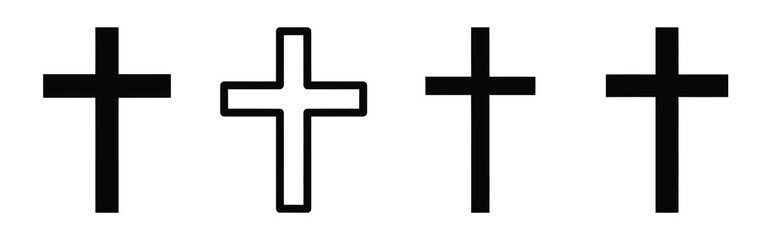 risen cross Easter silhouette art, black color and white background