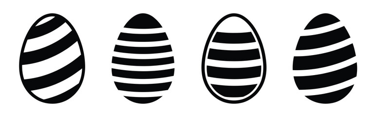 stripe egg Easter silhouette art, black color and white background