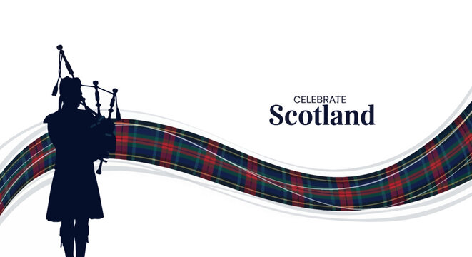 Let's celebrate Scotland with bagpipes and colorful tartan designs for your event or cultural promotions now, showcasing Scottish heritage and pride