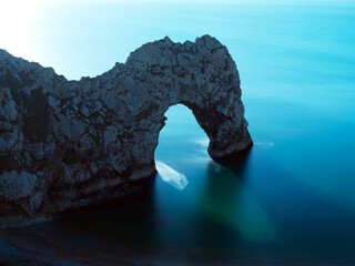 Extremely long exposure of Durdle door, a World heritage site, Dorset. Tight shot, backlit