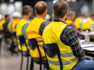 Engineers attending a conference listening to a speaker