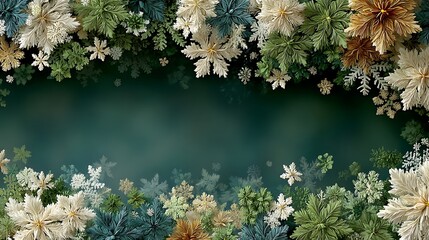 Teal and Green Snowflakes and Floral Elements Frame Keywords: snowflakes, green, teal, floral, frame, Christmas, winter,... photo