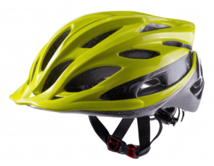 Bicycle helmet isolated on transparent background, sport style, visible straps and vents, studio shot