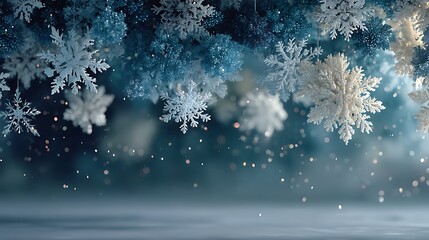 Falling Snowflakes and Bokeh Lights Festive Winter Holiday Background image photo