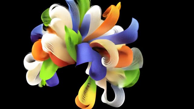 Colorful Abstract 3D Design with Ribbon Swirls: Modern Art with Decorative Shapes and Fluid Forms in Vibrant Colors for Creative Digital Illustration and Contemporary Visual Aesthetics