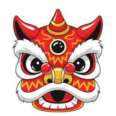 Fototapeta premium Chinese dragon dance mask in bright red and white colors 