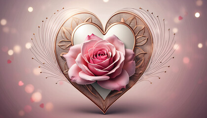 Wzór tapety z motywem serca w kwiatach