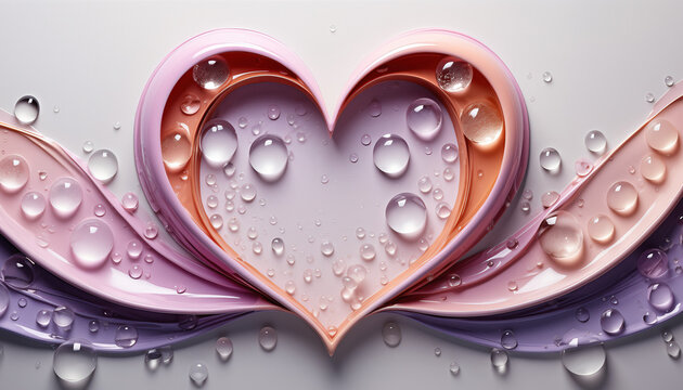 Wytłoczone serce z kroplami wody w obrębie serca