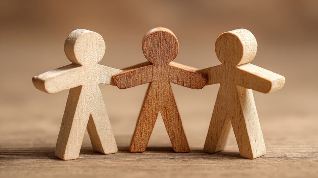 Teamwork: Three figures showing cooperation and unity