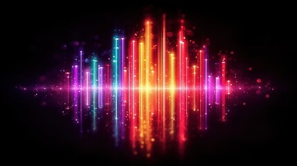 Colorful neon audio waveform visualization on black background