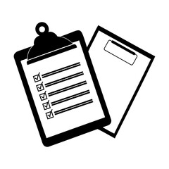Checklist clipboards icons &ndash; task list on clipboard with spare board, productivity planning concept &ndash; black vector set