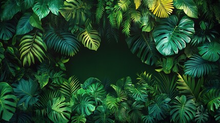Fototapeta premium Lush Tropical Leaf Background with Monstera and Ferns