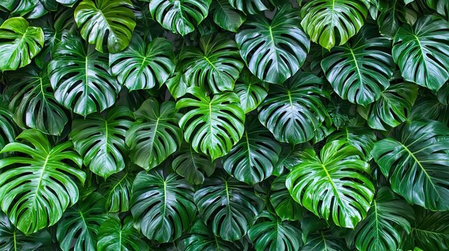 Lush Monstera Leaf Background for Interior Design and Graphic Projects