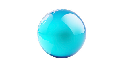 Obraz premium Translucent blue glass sphere with smooth surface, glossy reflection, and soft gradient, isolated on transparency background, evokes calm and modern minimalist style