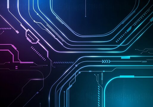 Blue printed circuit board with microchips and wiring represents a digital technology concept for computer hardware engineering
