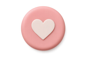 Pink social media like button with white heart icon, representing love, approval, and positive feedback in 3d rendering