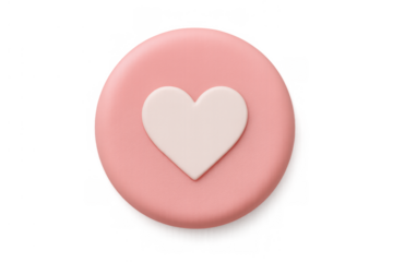 Pink social media like button with white heart icon, representing love, approval, and positive feedback in 3d rendering