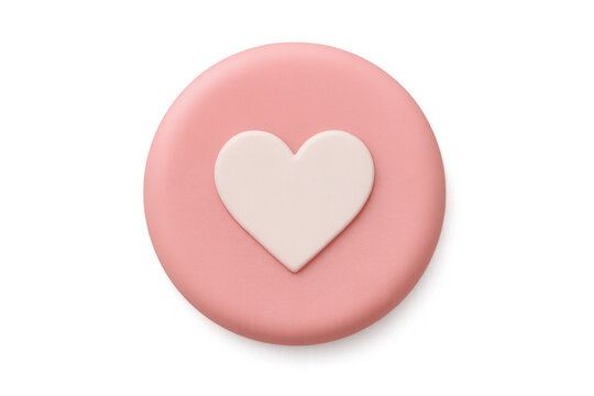 Pink social media like button with white heart icon, representing love, approval, and positive feedback in 3d rendering