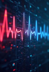 Obraz premium Dynamic Cardiac Rhythm Waveform Visualization Electronic Signal Graph Trends