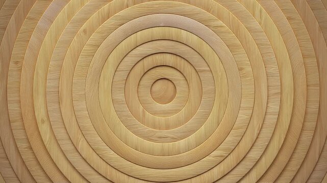 Wooden Rings Geometric Background. Seamless loop 3D render animation