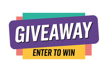 A colorful graphic design announces a giveaway with the words 'GIVEAWAY' and 'ENTER TO WIN' prominently displayed.