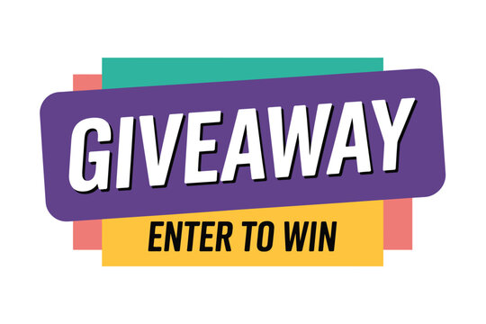 A colorful graphic design announces a giveaway with the words 'GIVEAWAY' and 'ENTER TO WIN' prominently displayed.