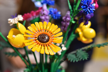 Obraz premium Warsaw, August 6, 2024. A bouquet made of Lego. 