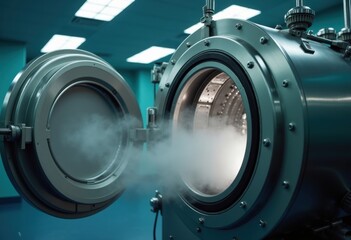 Powerful Autoclave Machine High-Temperature Sterilization Process Equipment Industrial Context Dramatic View