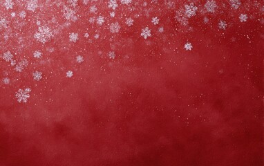 Snowflakes falling on red textured background, festive holiday abstract design