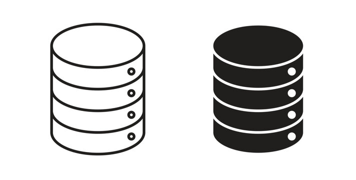 Database icon flat vector illustration. Black Thin Line Icon Emblem Concept