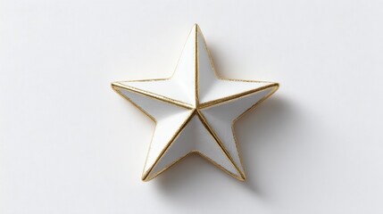 Fototapeta premium Elegant gold star decoration with reflective highlights, five-point shape, clean white isolation