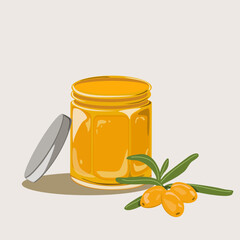 Sea buckthorn branch and sea buckthorn jam