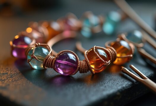 Elegant Wire Wrapping Jewelry Artisan Crafting Gemstone Beads Into Timeless Pieces
