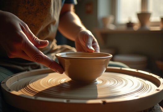 Evolving Ceramic Form: Pottery Wheel Journey in Action Focusing on the Art of Bowl Creation