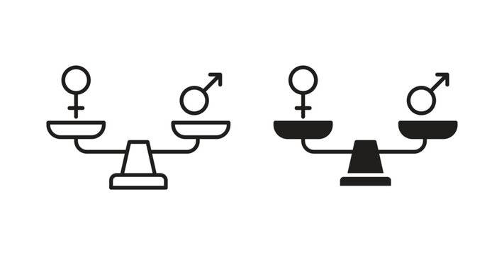Equality icon flat vector illustration. Black Thin Line Icon Emblem Concept