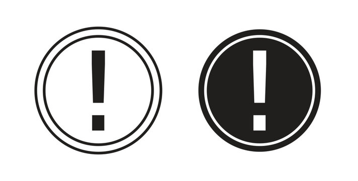 Exclamation button icon flat vector illustration. Black Thin Line Icon Emblem Concept