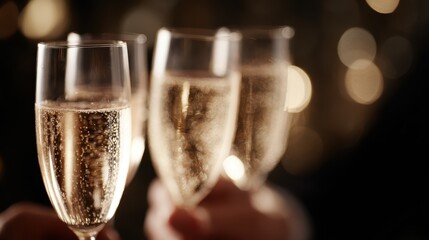 Clinking champagne glasses at 2026 New Year party celebration