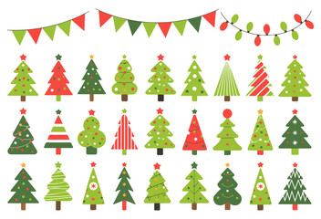 christmas trees holiday decoration set