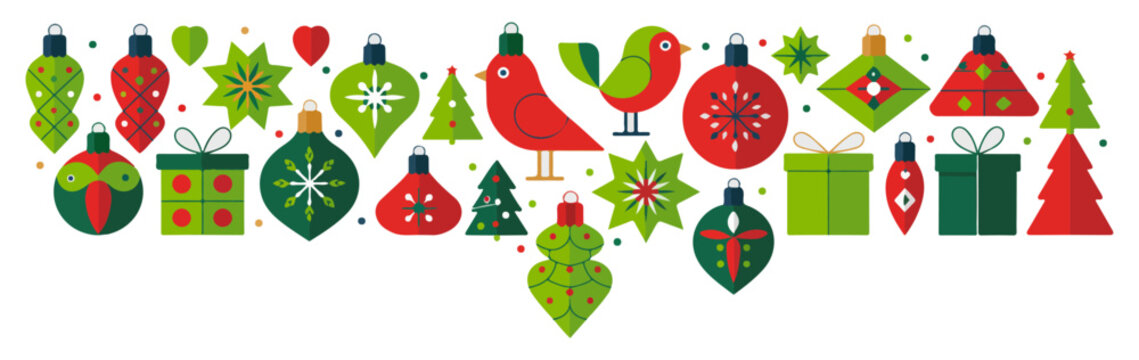 christmas red green icon border background