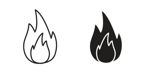 Fire icon flat vector illustration. Black Thin Line Icon Emblem Concept